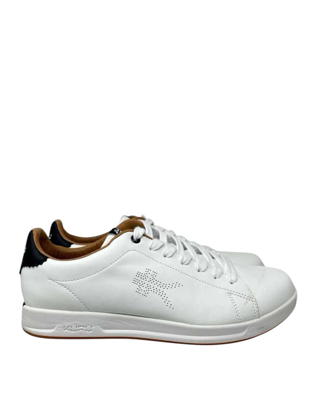 Kuru Roam Womens 8.5 Comfort Bright White Leather Classic Court Sneakers